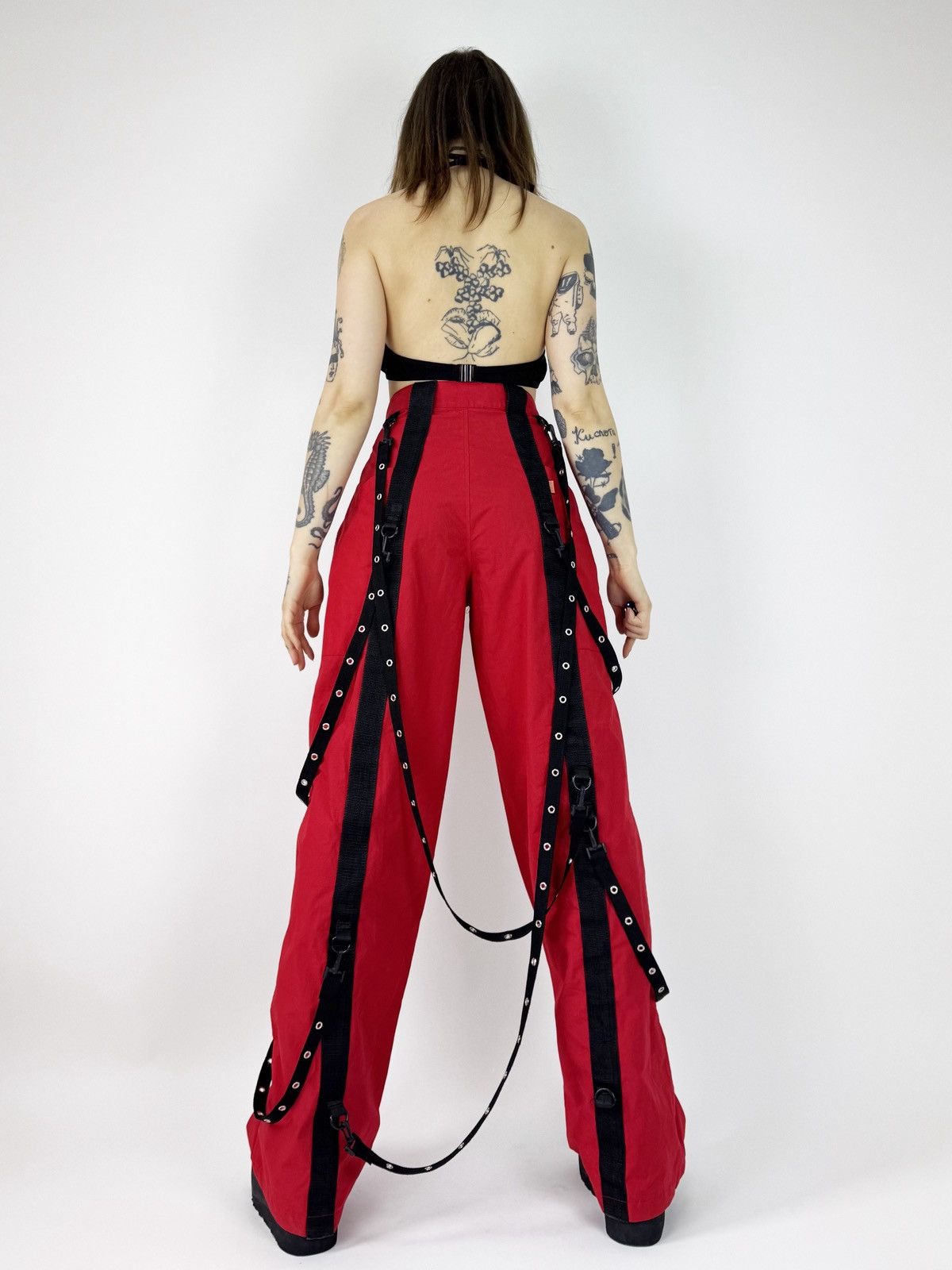 Designer Punk goth tripp nyc style pants with straps Size US 29 - 8 Thumbnail