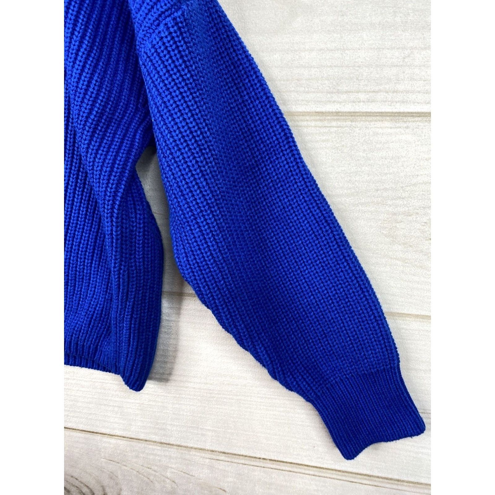 Bar III Bar III Sweater Womens PL Blue Open Back Long Sleeve Stretch Cable Knit NWT Size L / US 10 / IT 46 - 2 Thumbnail