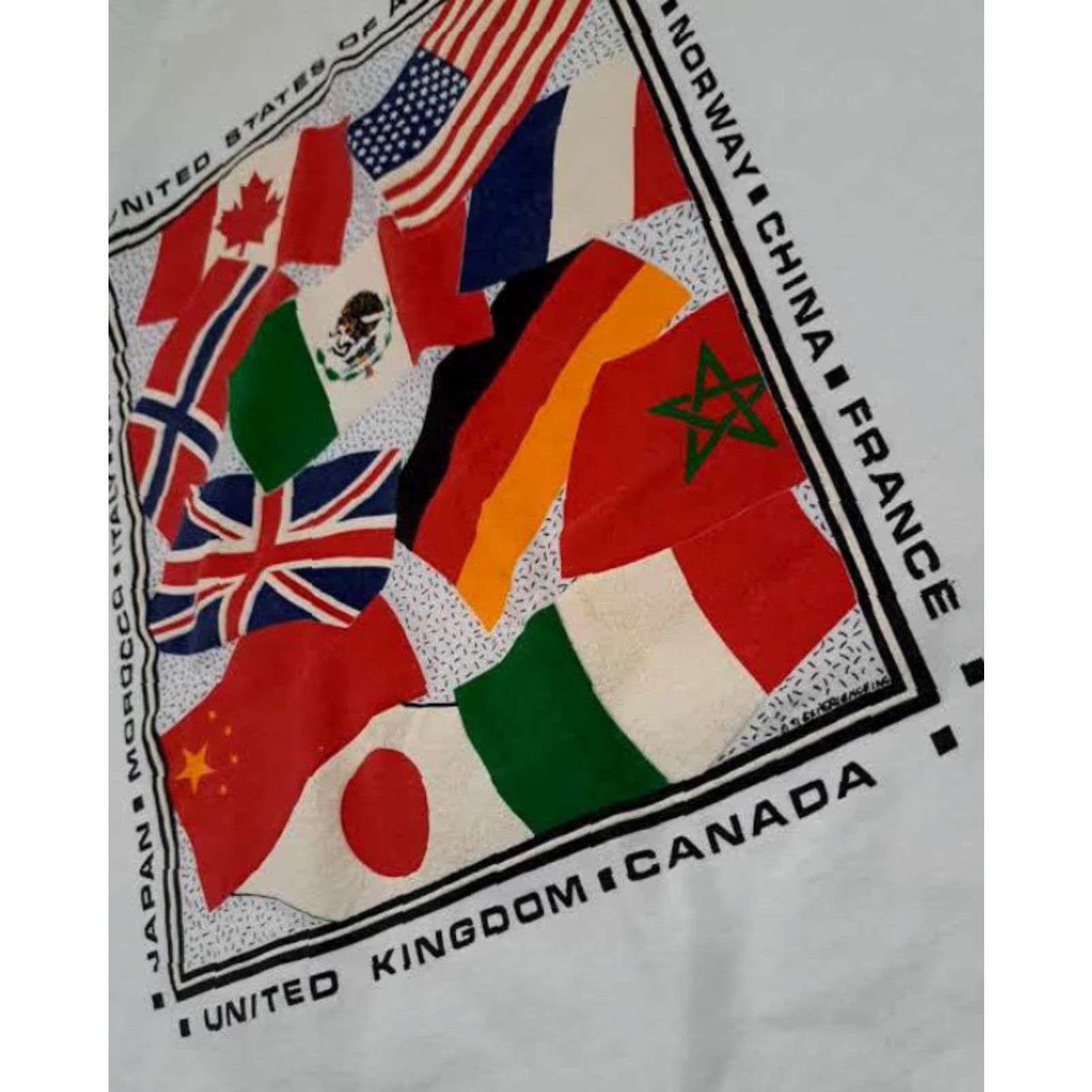 Delta Delta T-Shirt World Flags USA Canada Japan many more Puffy Print Large White Mens L Short Sleeve-100% USA Made Size US L / EU 52-54 / 3 - 3 Thumbnail