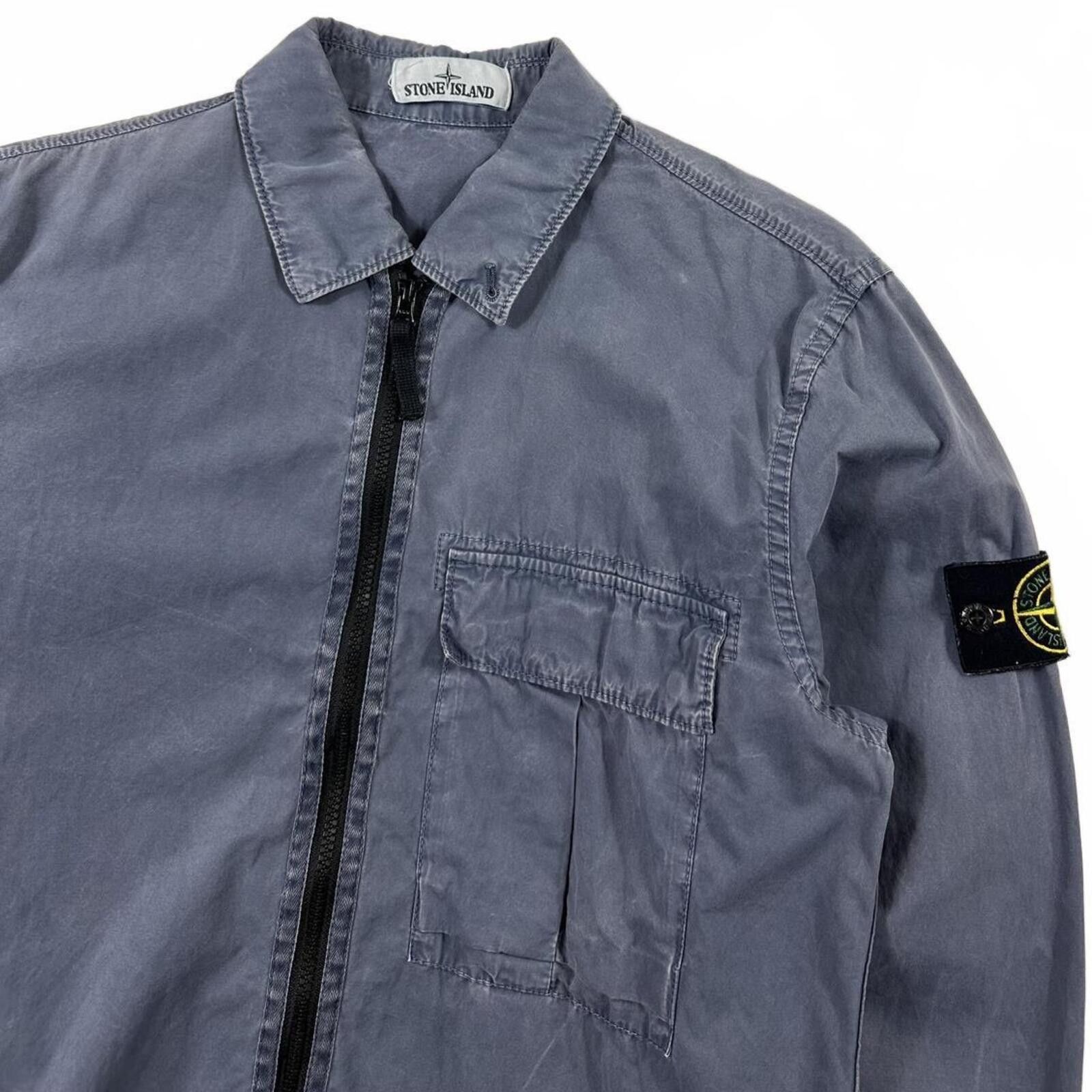 Stone Island Stone Island Zip Up Overshirt Washed Blue Medium Size US M / EU 48-50 / 2 - 2 Thumbnail