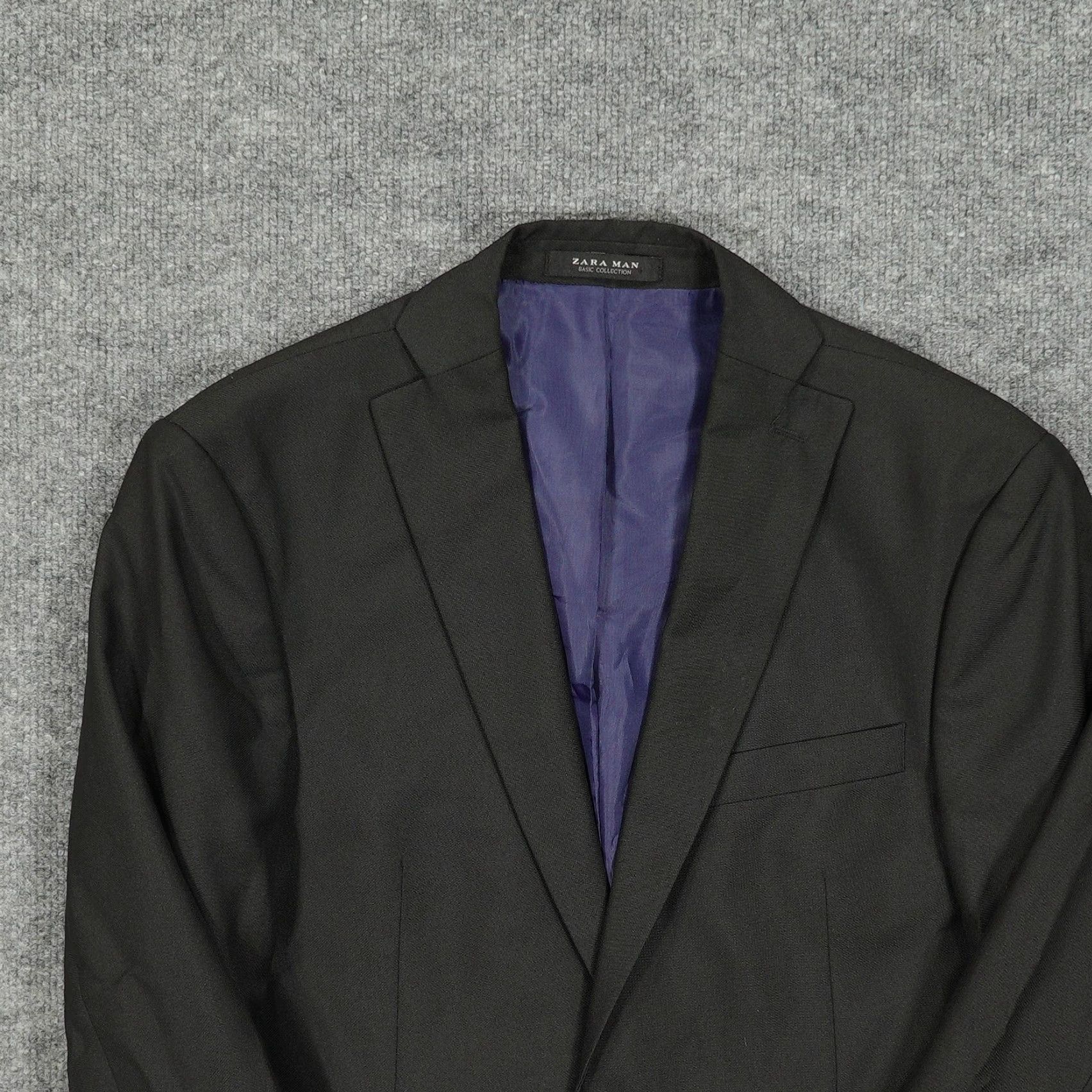 Zara VINTAGE? No — Zara Man Basic Collection Blazer Mens 36 Black Two Button Suit Jacket Lined Size 36R - 3 Thumbnail