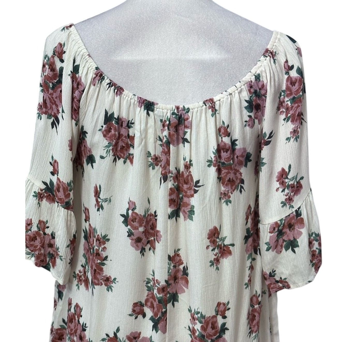 Other West Kei Floral Blouse 3/4 Sleeves Boat Neck Women's White M Size M / US 6-8 / IT 42-44 - 5 Thumbnail