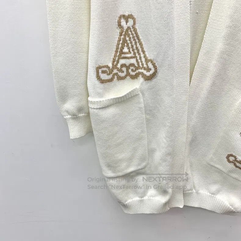 Max Mara Max Mara White Logo Letter Embroidered Cotton Knit Cardiga Size M / US 6-8 / IT 42-44 - 4 Thumbnail