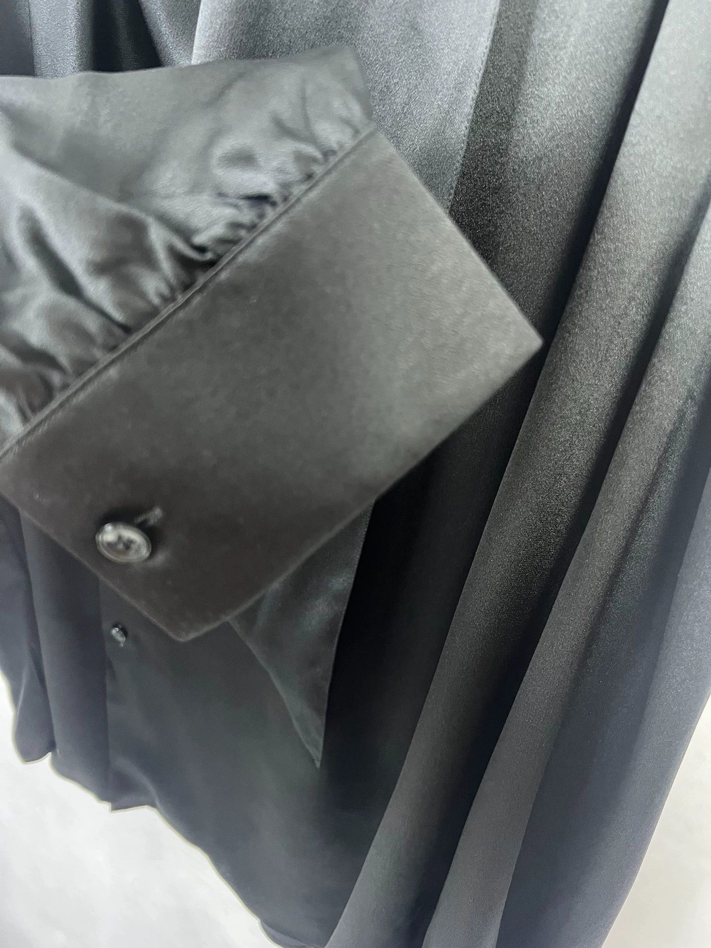 Saint Laurent Paris SLP22FW Saint Laurent Black Silk Asym Scarf Collar Shirt Size US XS / EU 42 / 0 - 4 Thumbnail