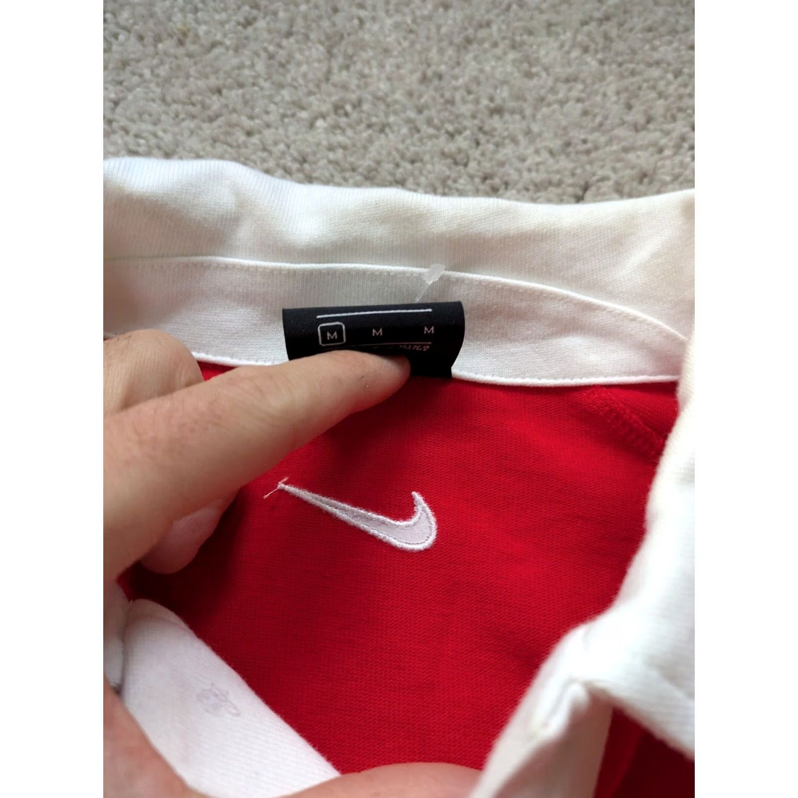 Nike Nike Rugby Swoosh Shirt Mens Medium Red Spell Out Long Sleeve Polo Size US M / EU 48-50 / 2 - 7 Thumbnail