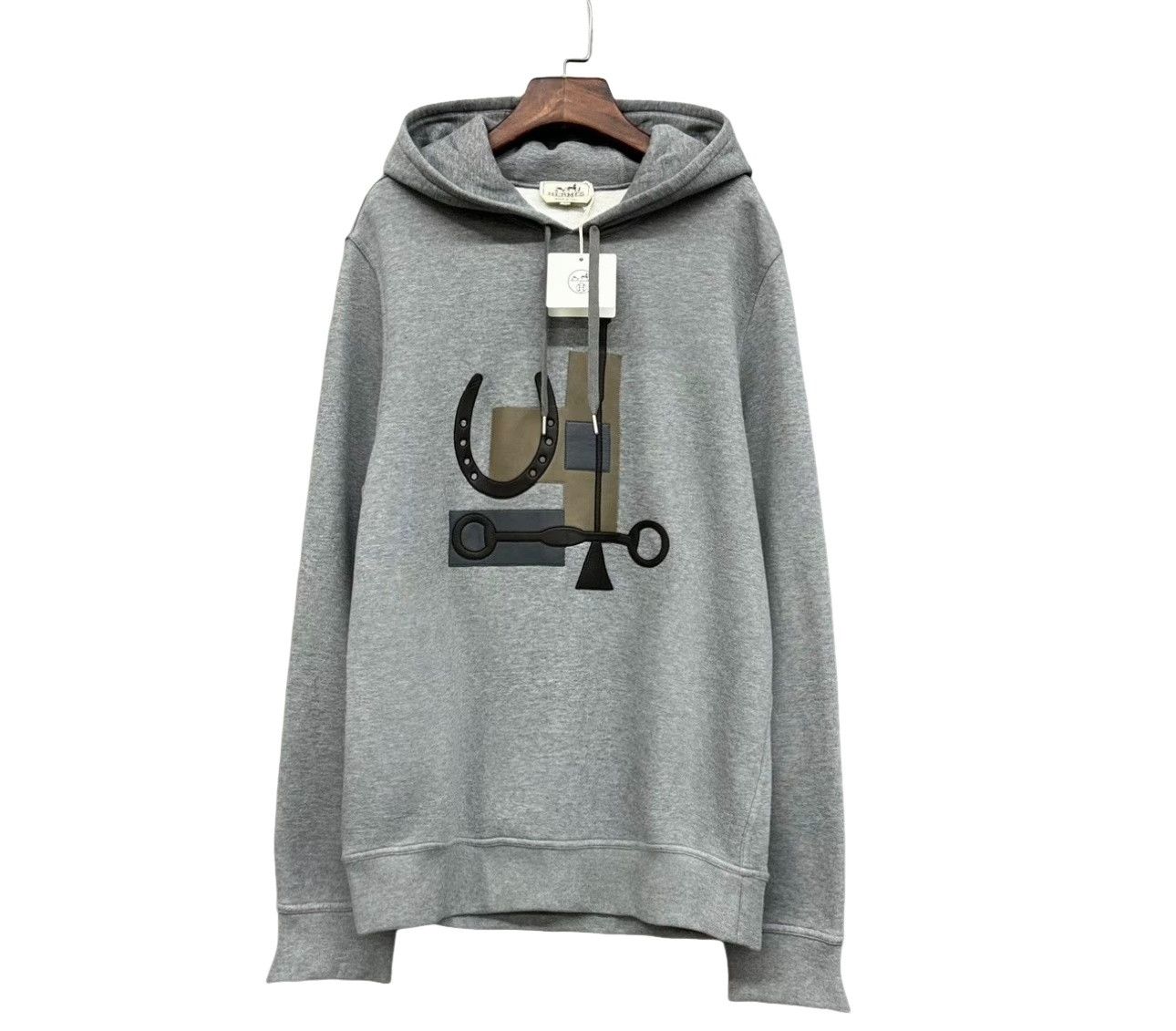 Hermes Hermes Leather Patch Logo Hoodie Gray L Size US L / EU 52-54 / 3 - 1 Thumbnail