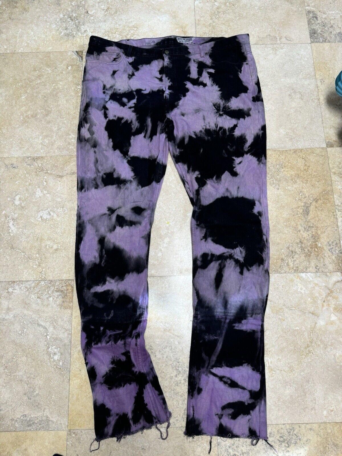 Designer Custom Streetwear Stacked Jeans Tie Dyed Purple Halloween Size US 44 / EU 60 - 1 Thumbnail