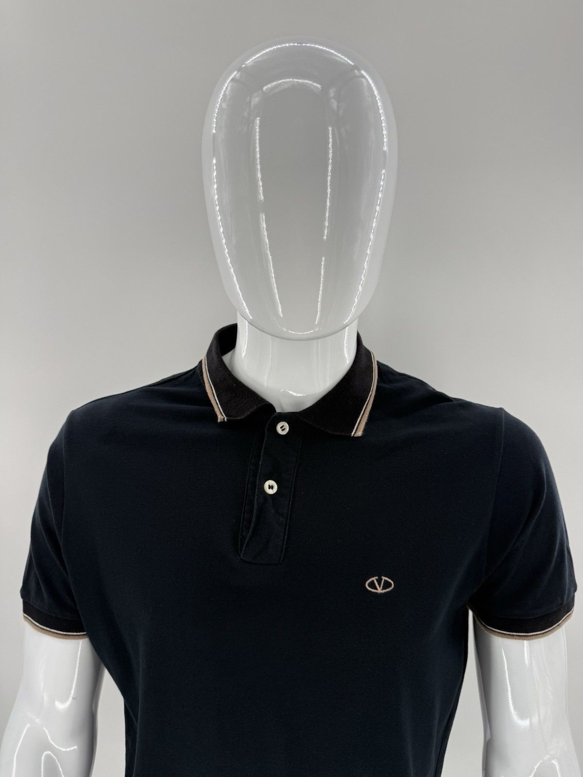 Valentino Mens Valentino Roma Black Embroidered Logo Polo Shirt Large Size US L / EU 52-54 / 3 - 2 Thumbnail