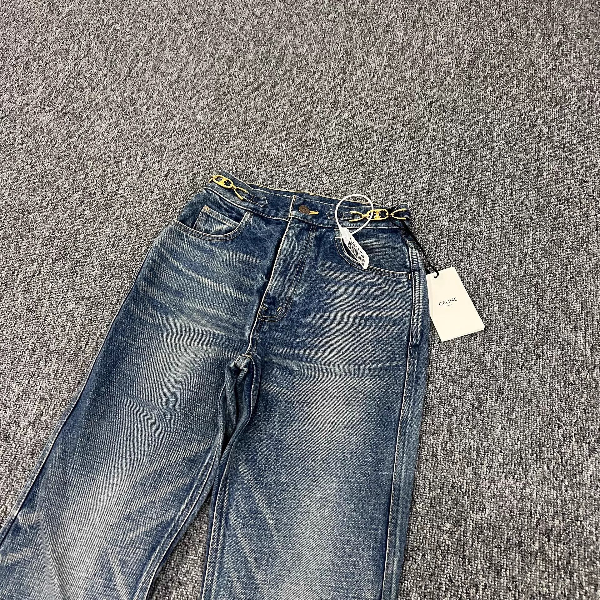 Celine Celine Washed Blue Flare Jeans 25 Triomphe Chain Size 25" / US 0 / IT 36 - 3 Thumbnail