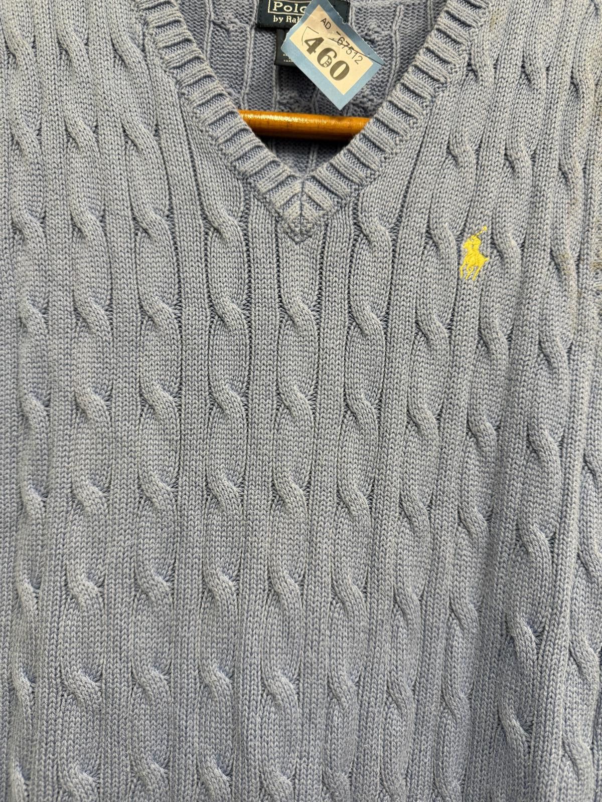 Polo Ralph Lauren Polo Ralph Lauren Light Blue Cable Knit Sweater Vest Size ONE SIZE - 3 Thumbnail