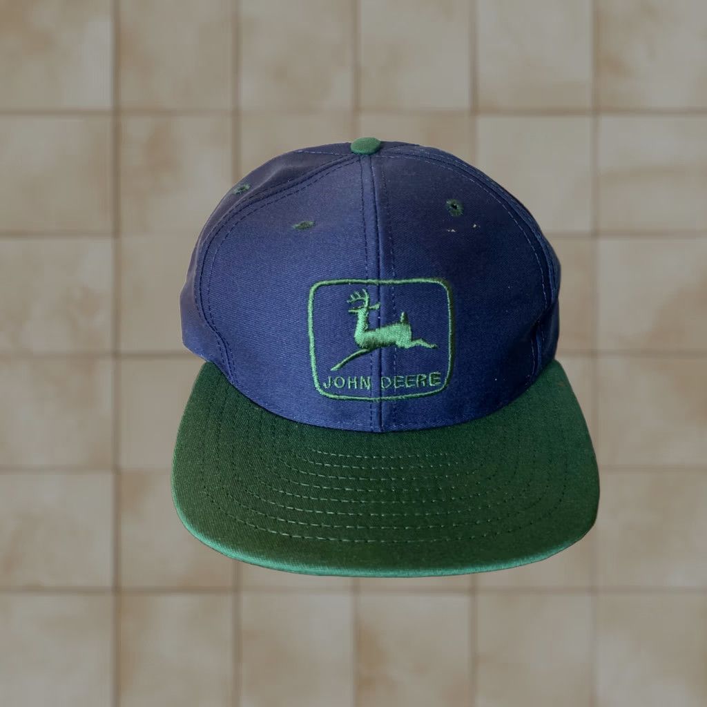 Vintage VINTAGE John Deere Denim Blue Trucker Hat Patch Snapback Made in USA Mens One Size DS Size ONE SIZE - 1 Thumbnail