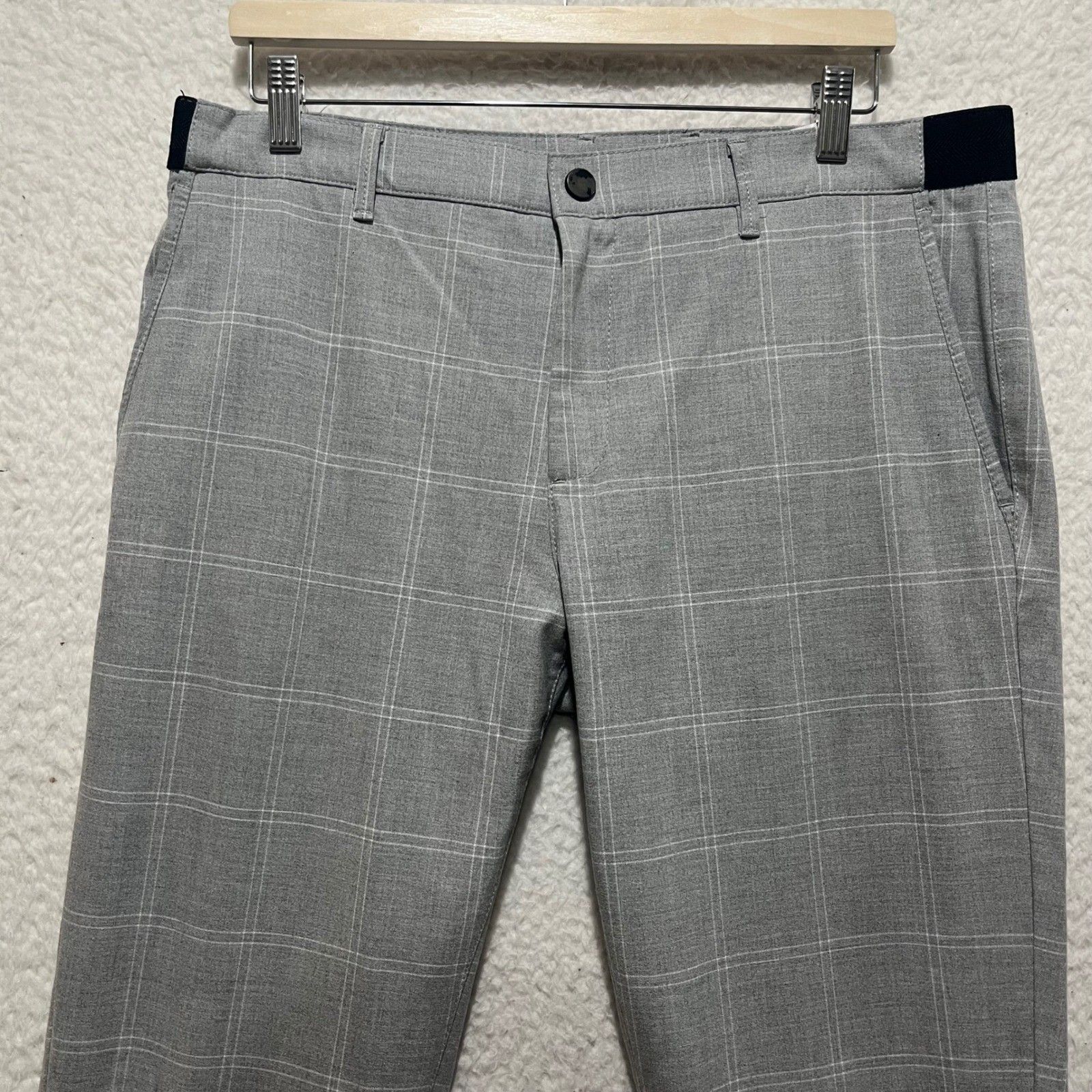 slim fit dress slacks Striped Gray Slim Fit Trousers for Men main image 0