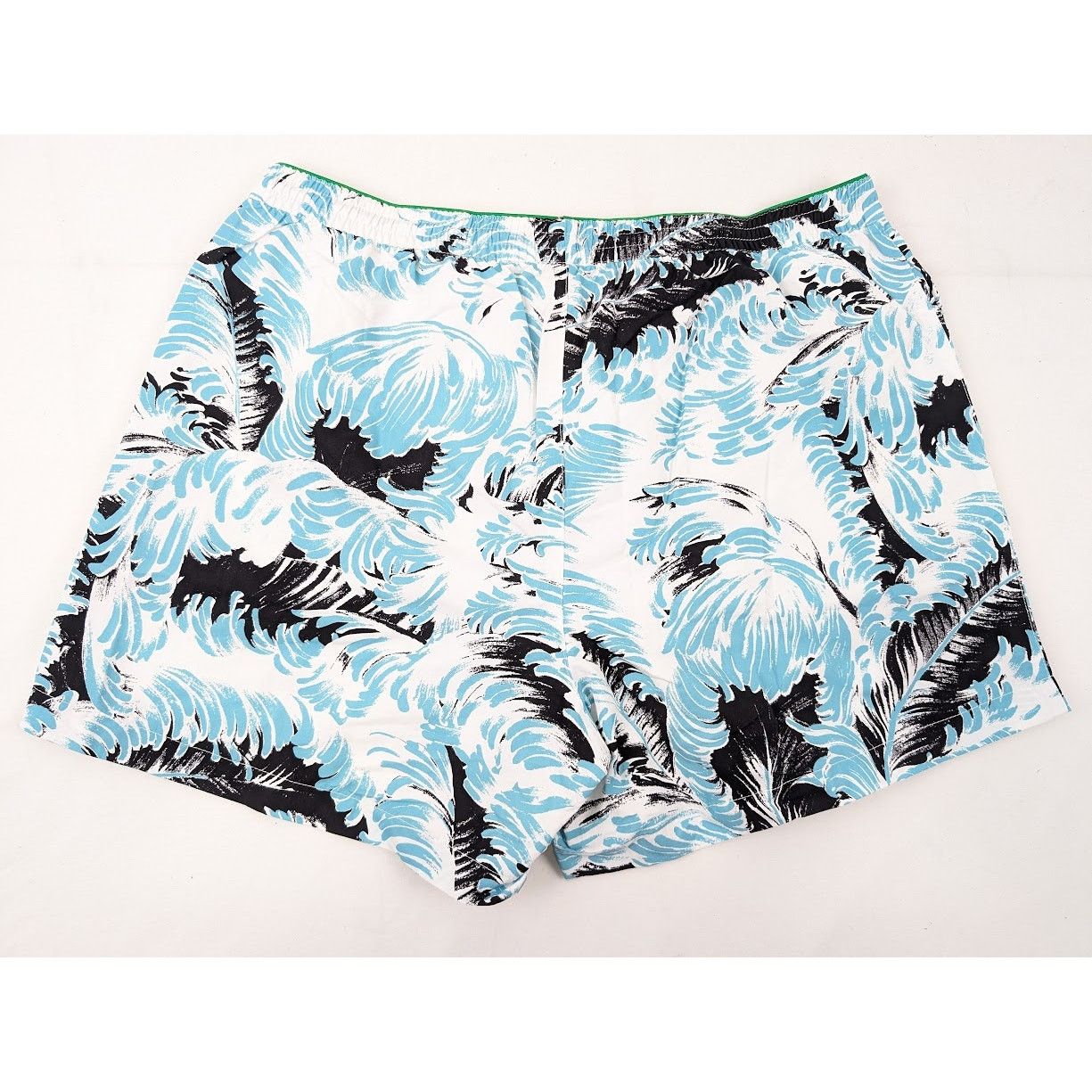 Bottega Veneta o1rshd1 Nylon Printed Feathers Swim Long Boxer in Black/Turq Size US 34 / EU 50 - 11 Thumbnail