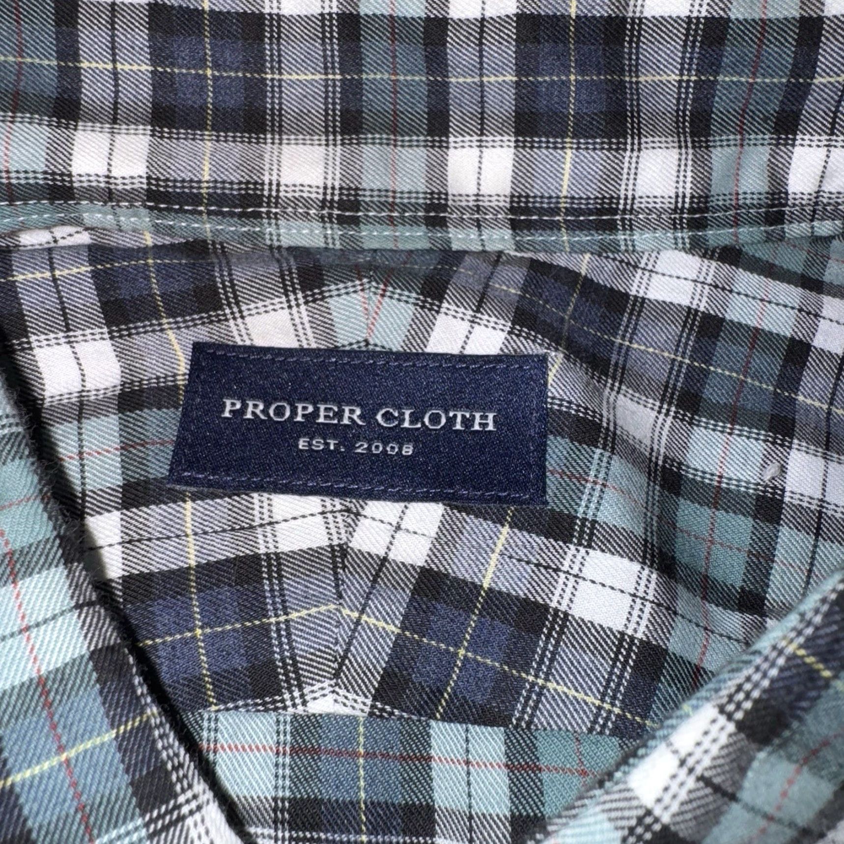 Proper Cloth Proper Cloth Men’s Shirt Plaid Blue White Green 18.2/32 Button-Up Collared Long Sleeve Non-Iron Multicolor Classic Preppy 31x28 Mens Size US XXL / EU 58 / 5 - 4 Thumbnail