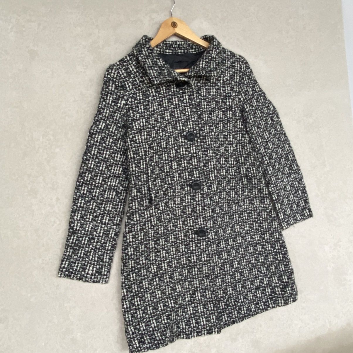 Other Vintage Black And White Tweetd Coat With Collar And Button Size L / US 10 / IT 46 - 3 Thumbnail