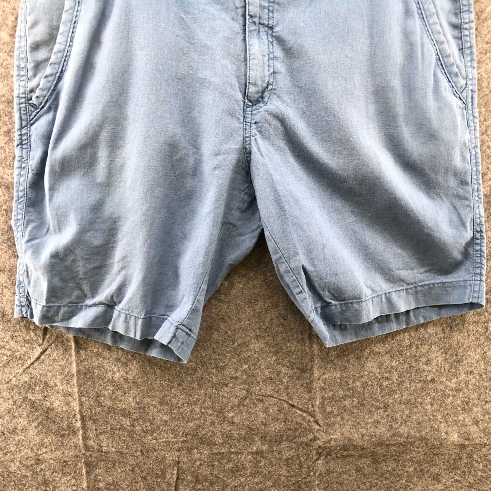 Madison VINTAGE Maddison Linen Blend Chino Shorts Mens XL Beach Summer Casual Blue 8" Inseam Size US 38 / EU 54 - 4 Thumbnail
