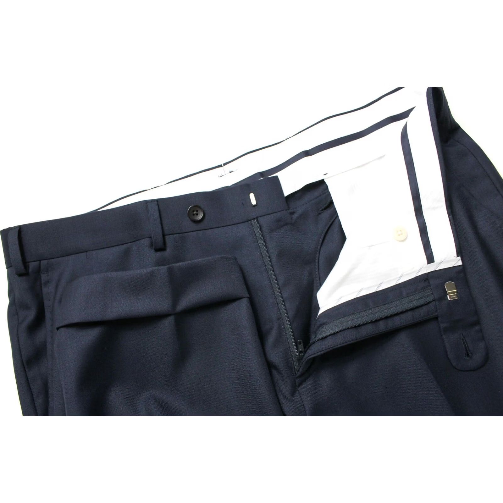 Suitsupply Suitsupply Brescia Trousers Men's UK 34S Pure Wool Pleated Turn Up Navy Wool Dress Pants Slim Front Type: Pleated (No Abbreviations) Size US 34 / EU 50 - 4 Thumbnail
