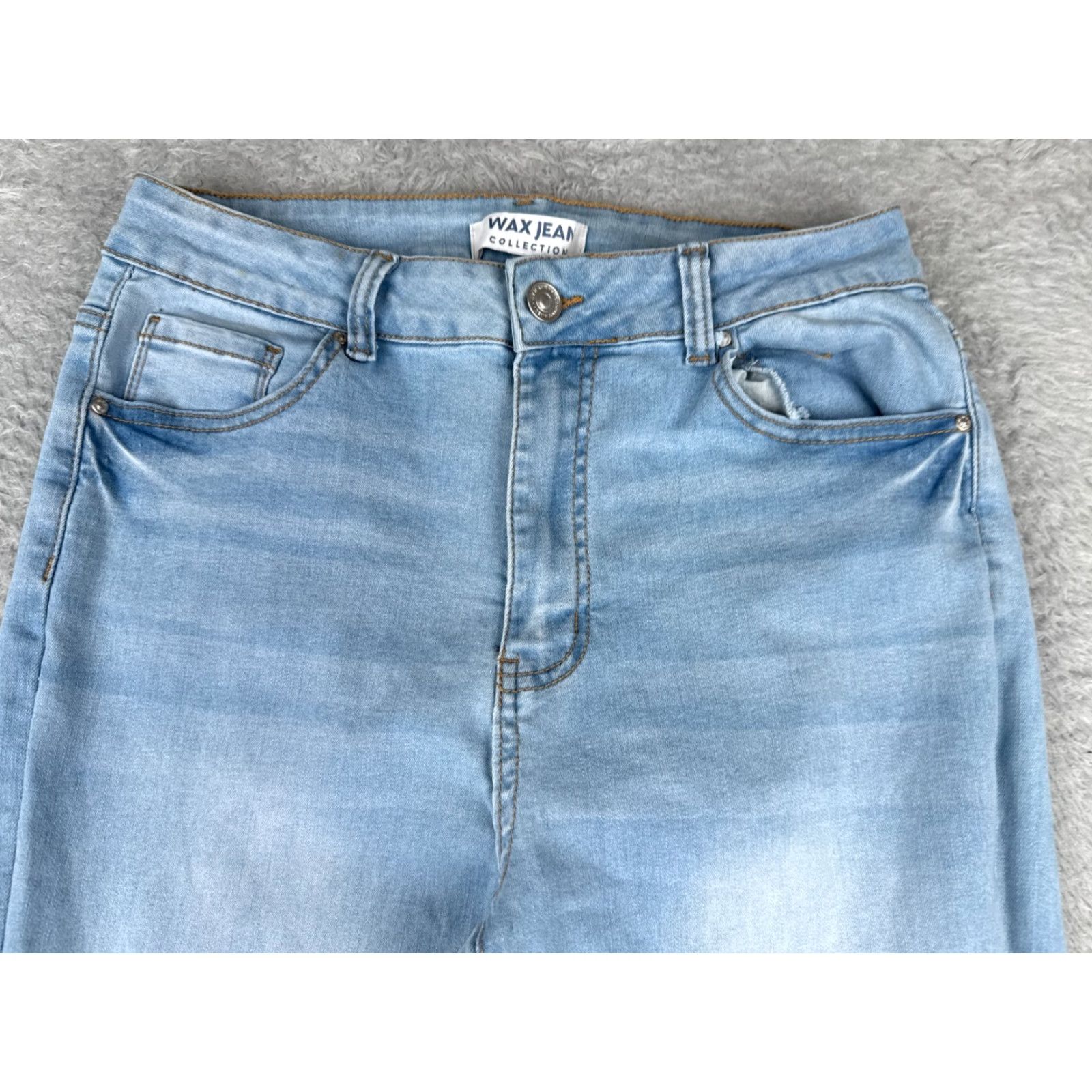 Vintage WAX JEAN Womens Jeans Flared Mid Rise Light Wash Denim 29x31 Juniors 13 Blue Cotton Blend Vintage: No Size 34" / US 12 / IT 48 - 4 Thumbnail