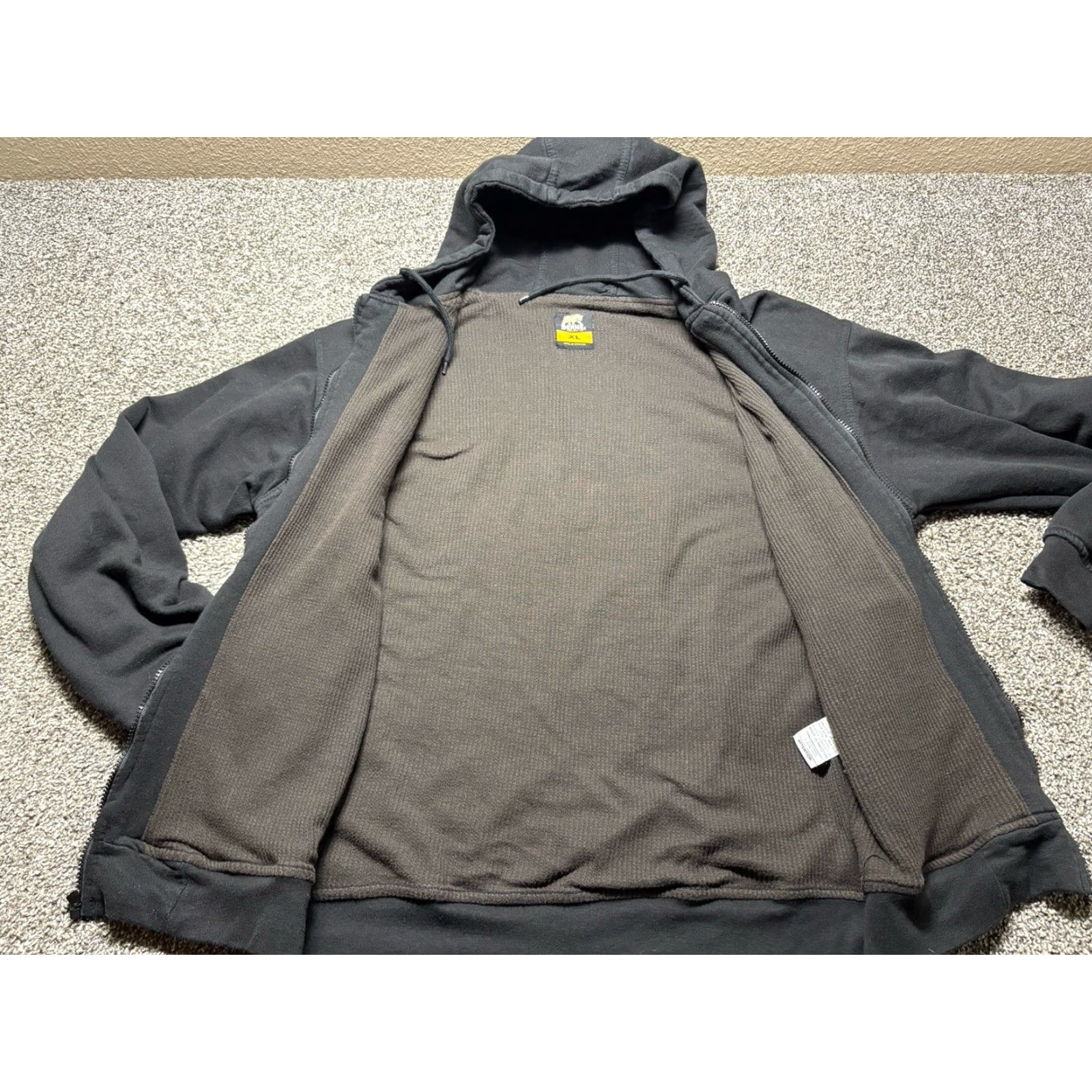 Vintage Berne Hoodie Mens XL Black Full Zip Relaxed Crew Workwear Logo Waffle Lined Size US XL / EU 56 / 4 - 2 Thumbnail