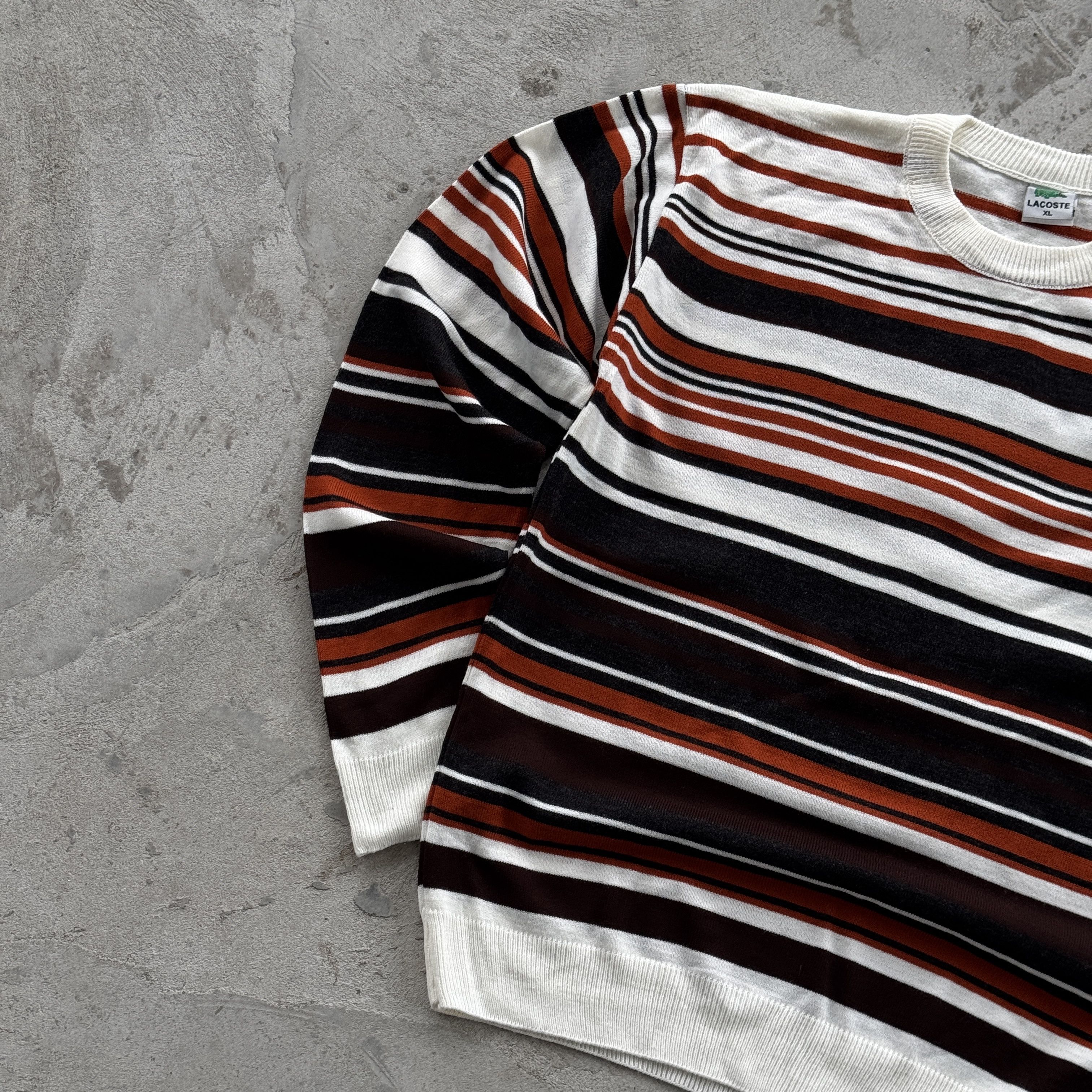 Lacoste Vintage Lacoste Crewneck Striped Sweater Size US XL / EU 56 / 4 - 3 Thumbnail