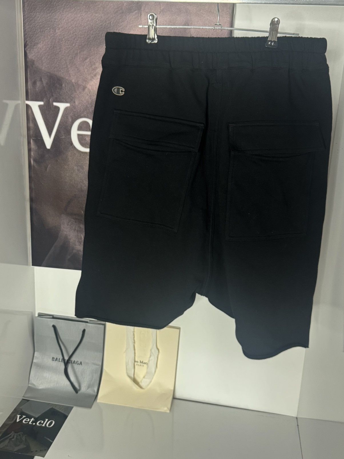 Rick Owens Drkshdw ✅ Rick Owens x Champion Black Cotton Shorts Pentagram L Size US 32 / EU 48 - 3 Thumbnail