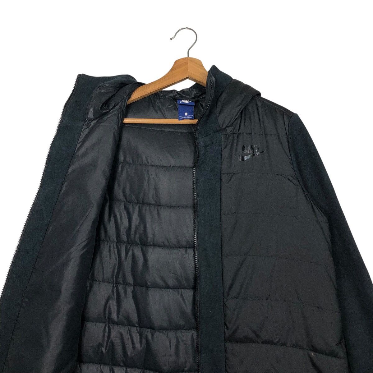 Nike 📌Rich Black Running Quilted Puffer Jacket Nike Hoodie Size US L / EU 52-54 / 3 - 12 Thumbnail