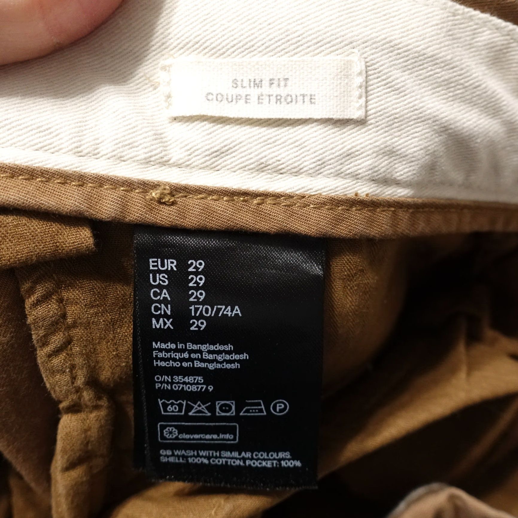 H&M H&M LOGG Slim Fit Chino Pants Men Size 29 Brown Casual Flat Front 29In Inseam Size US 29 - 7 Thumbnail