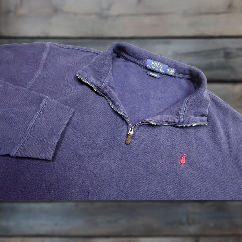 Polo Ralph Lauren Polo Ralph Lauren Estate Rib Quarter Zip Sweater Mens XL Blue Cotton Mock Neck Pullover Knit Long Sleeve Size US XL / EU 56 / 4 - 1 Thumbnail