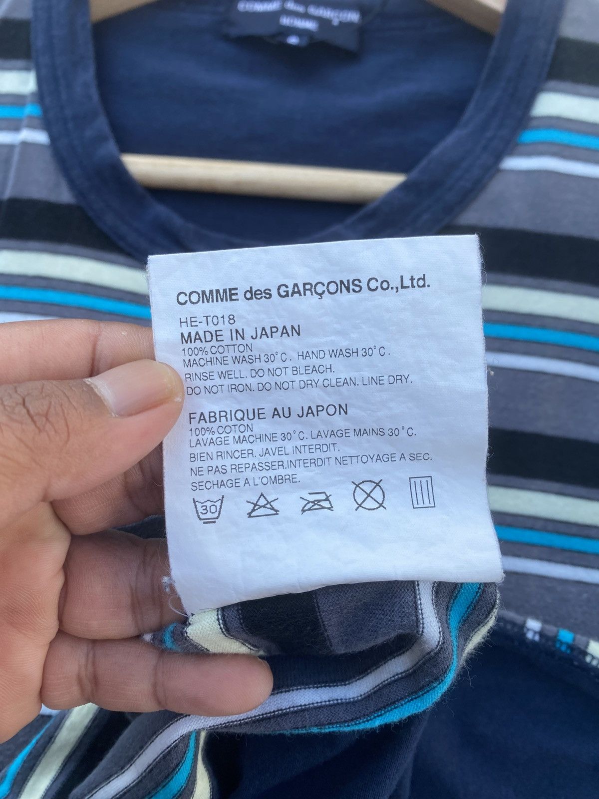 Comme des Garcons Homme Rare AD2009 Comme Des Garcons Homme Stripes Tshirt Size US S / EU 44-46 / 1 - 11 Thumbnail