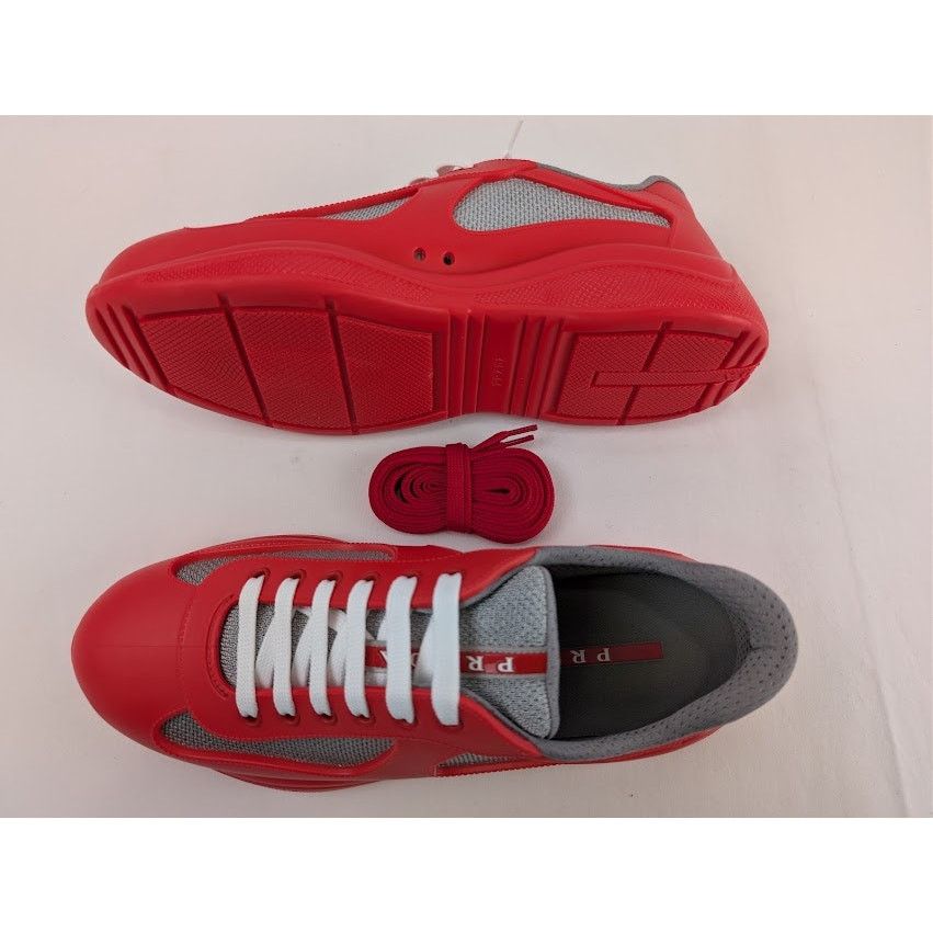 Prada o1rshd1 Calzature Uomo Icon Soft Lace Up Sneaker in Rosso Size US 9 / EU 42 - 1 Thumbnail