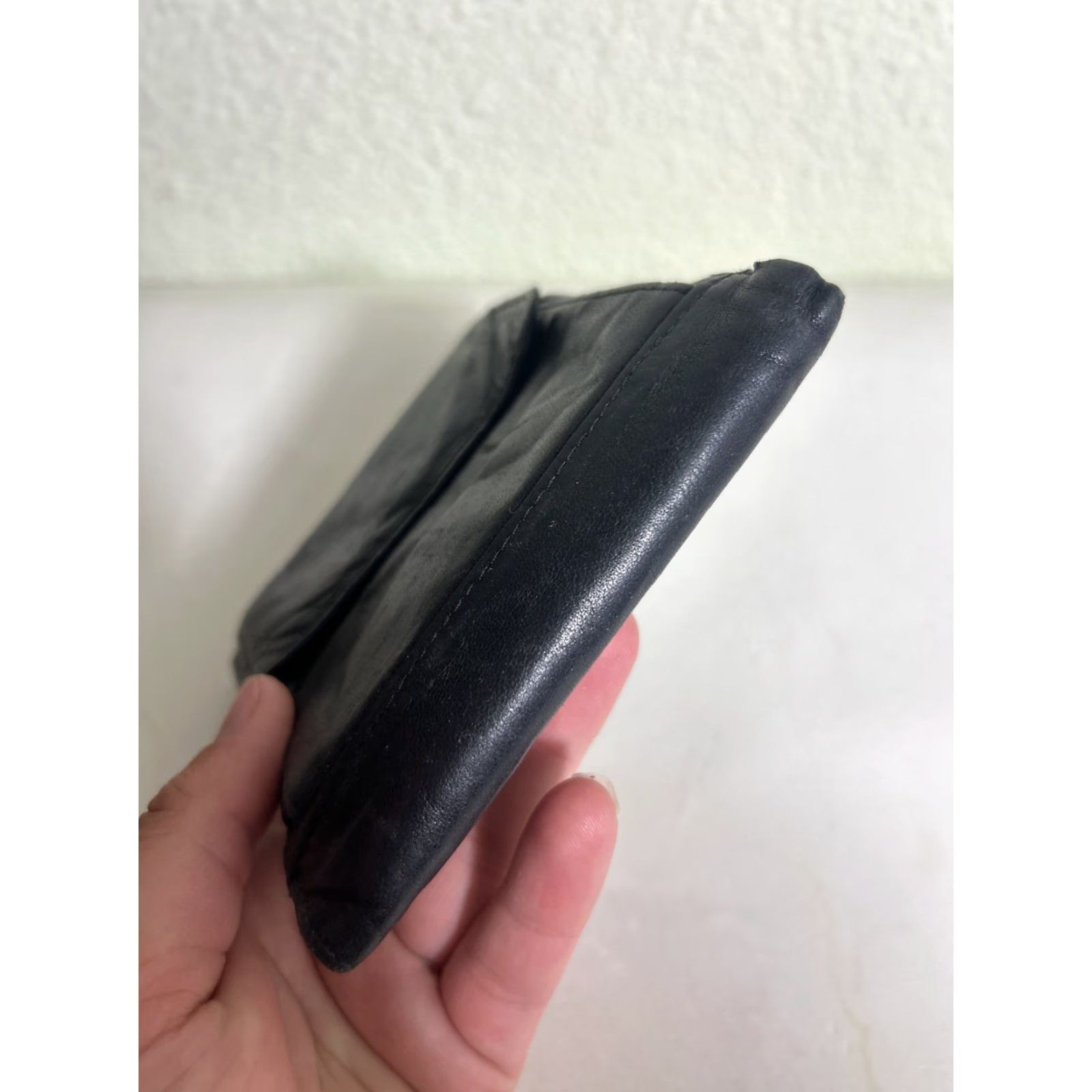Vintage VINTAGE Pelle Studios Black Leather Trifold Snap Wallet Coin Purse Women 5x4.5x1 Wilsons Leather Size ONE SIZE - 4 Thumbnail