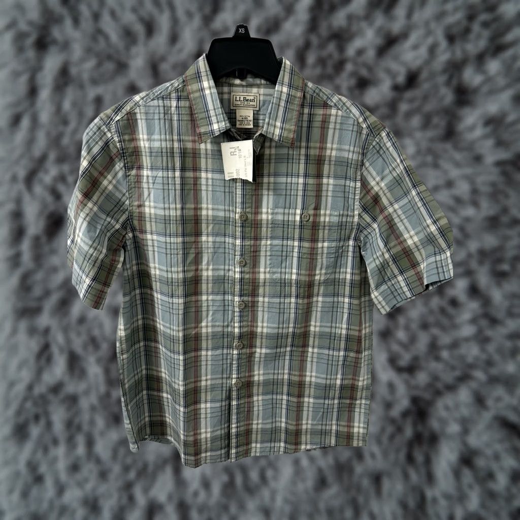 Vintage LL Bean Shirt Mens M Blue Oxford Plaid Short Sleeve Button-Down 276397 NWT Size US M / EU 48-50 / 2 - 1 Thumbnail