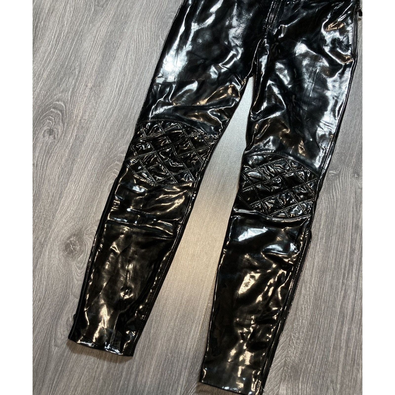 Alexander McQueen × Vintage RARE❗️Alexander McQueen latex biker zipper pants Size 28" / US 6 / IT 42 - 2 Thumbnail