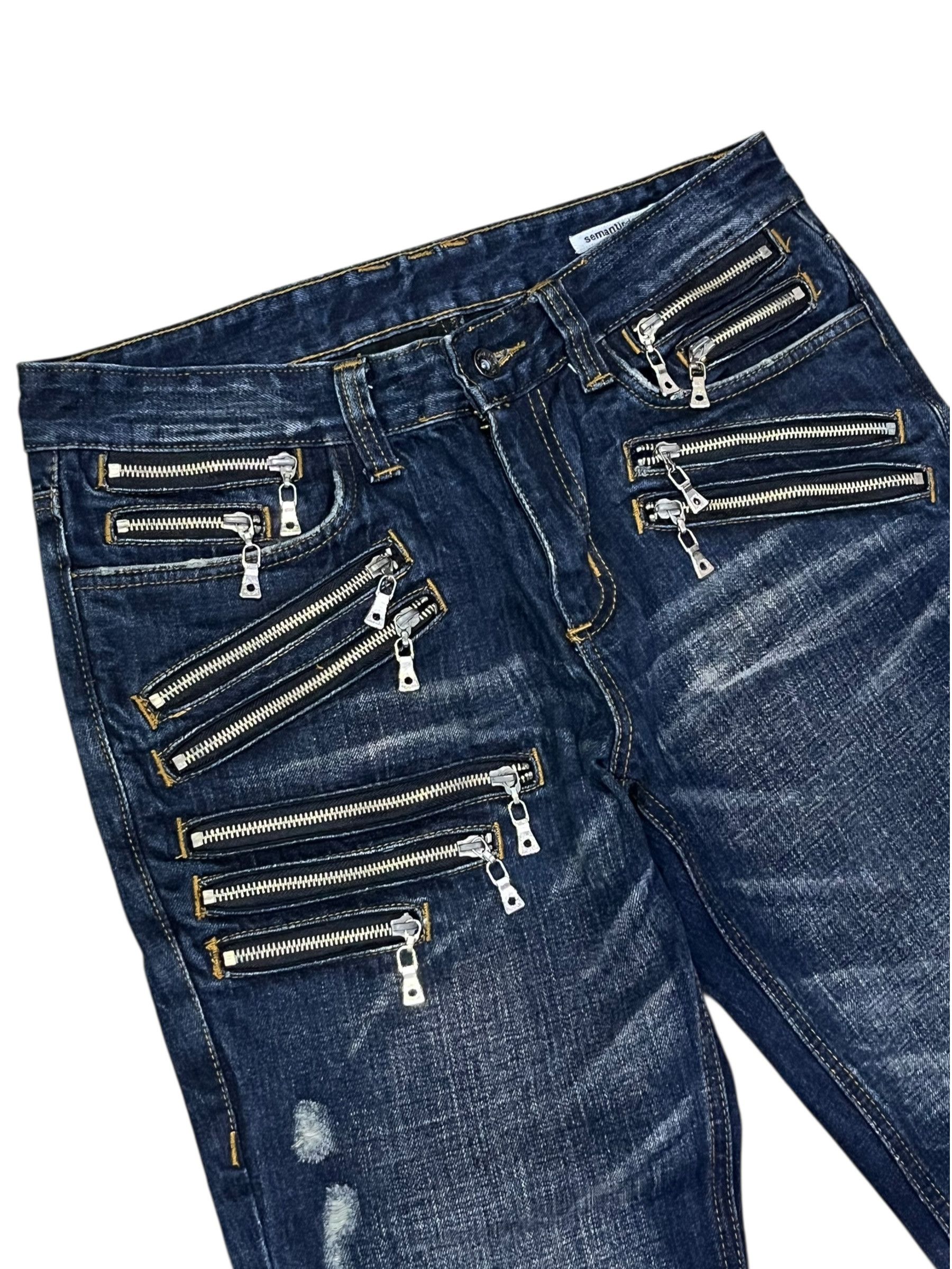 semanticdesign 🔥Ultra Rare Semantic Design Multi-Zipper Grunge Denim Size US 31 - 1 Thumbnail