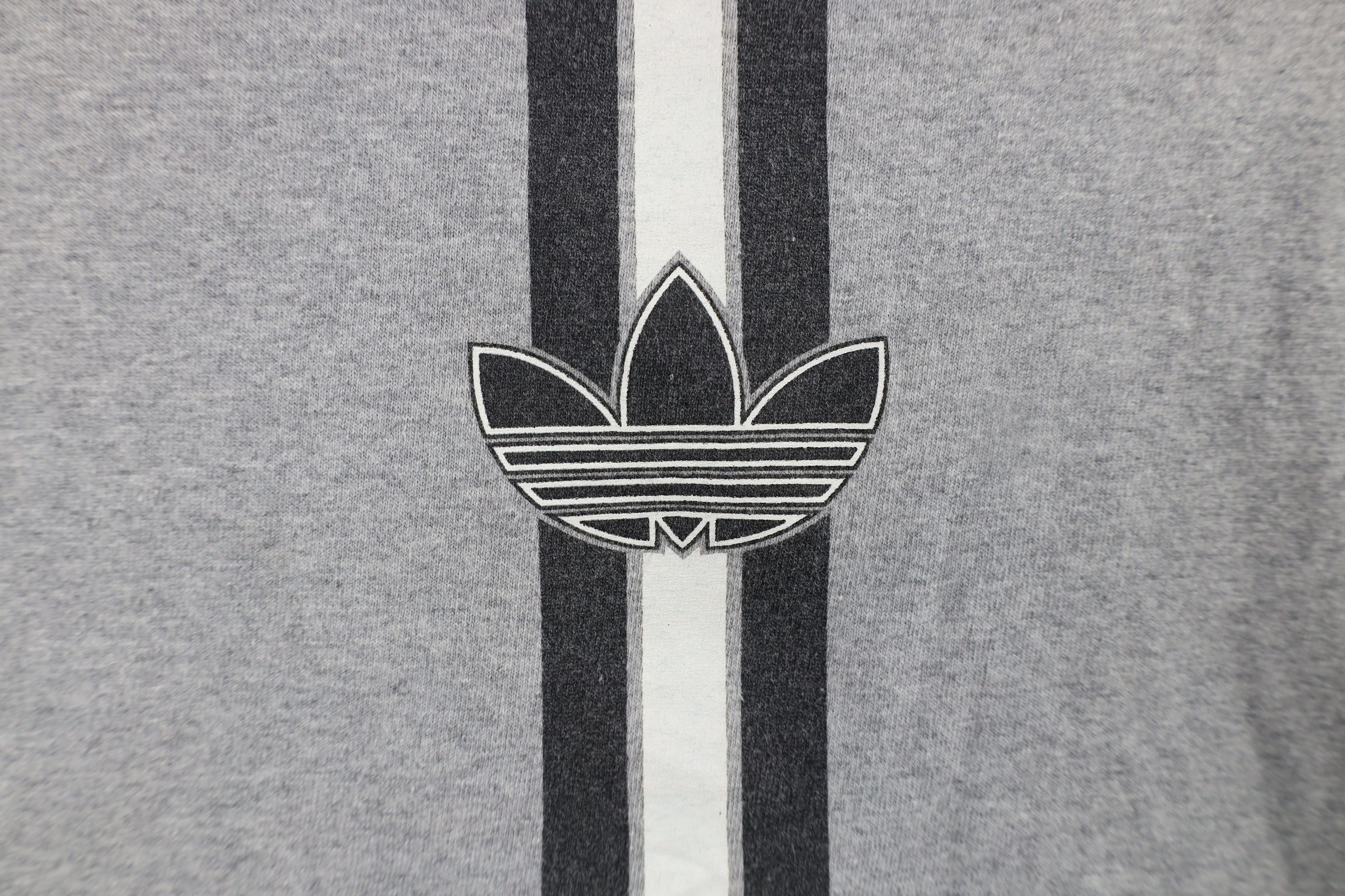 Adidas × Vintage Vintage 90s Adidas Spell Trefoil Striped T-Shirt Gray USA Size US L / EU 52-54 / 3 - 5 Thumbnail