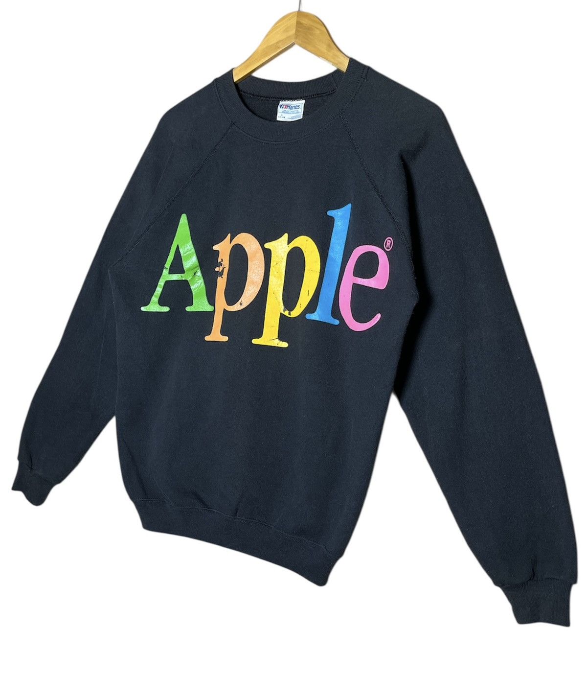 Hanes Vintage 80’s Apple Rainbow Logo Crewneck Sweatshirt Size US L / EU 52-54 / 3 - 3 Thumbnail