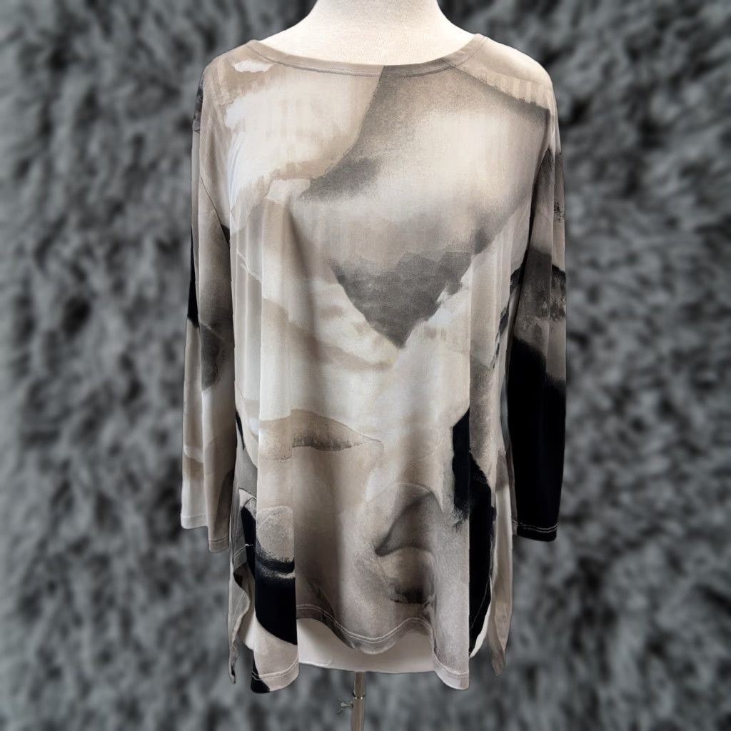 Vintage Clara Sun Woo Taupe Tunic Shirt Top Sz 1X Plus Women’s 3/4 Sleeve Stretch Size XL / US 12-14 / IT 48-50 - 1 Thumbnail
