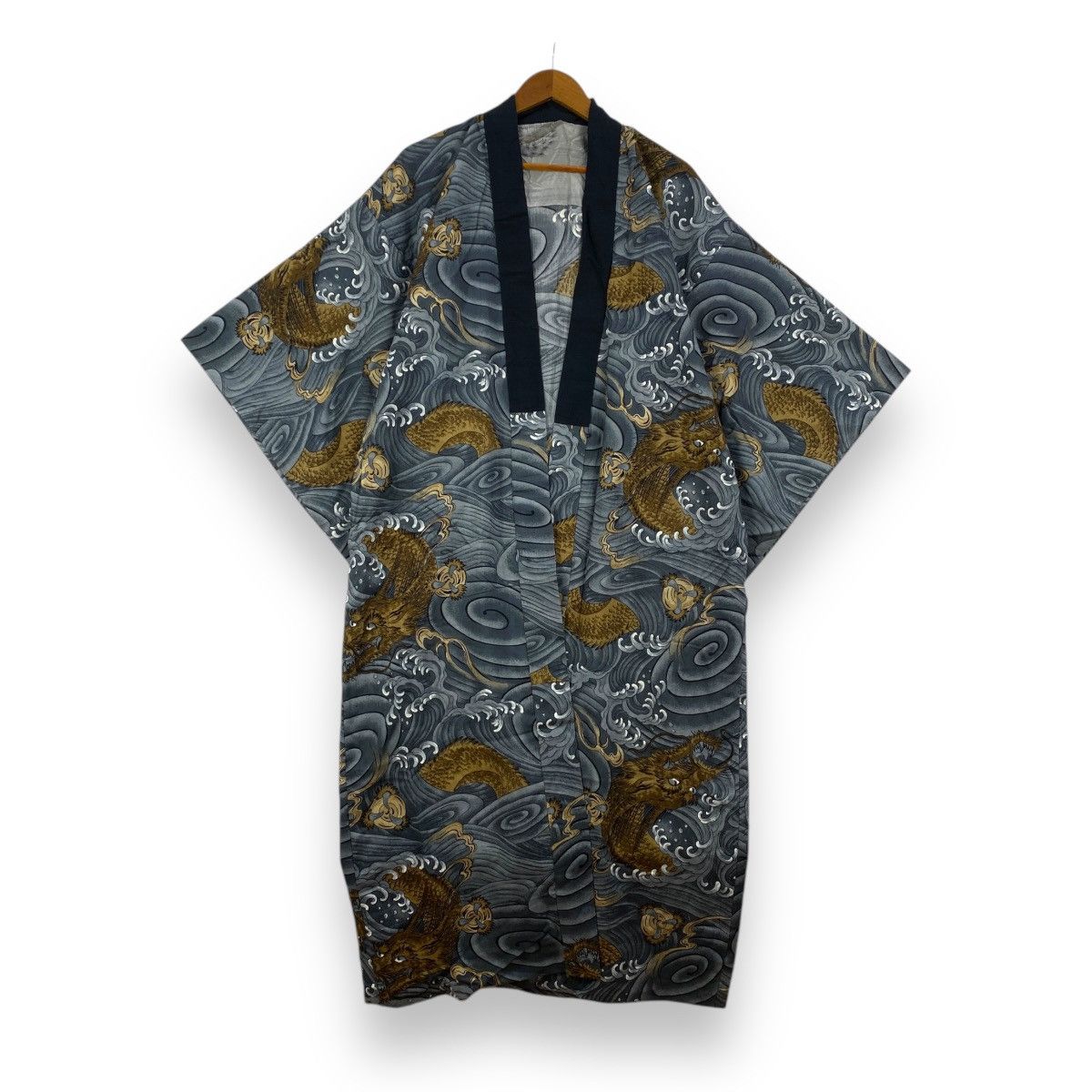 Japanese Brand Vintage 80’ KIMONO JAPAN DRAGON Temple Nature Coat Cape Size L / US 10 / IT 46 - 1 Thumbnail