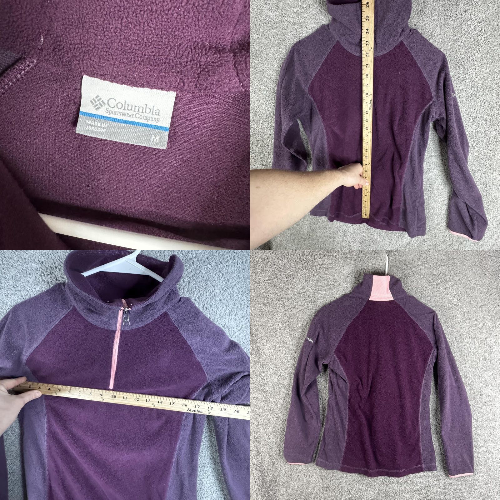 Vintage Columbia Womens Medium Purple 1/4 Zip Fleece Mock Neck Hiking Pullover Shirt Size M / US 6-8 / IT 42-44 - 8 Thumbnail
