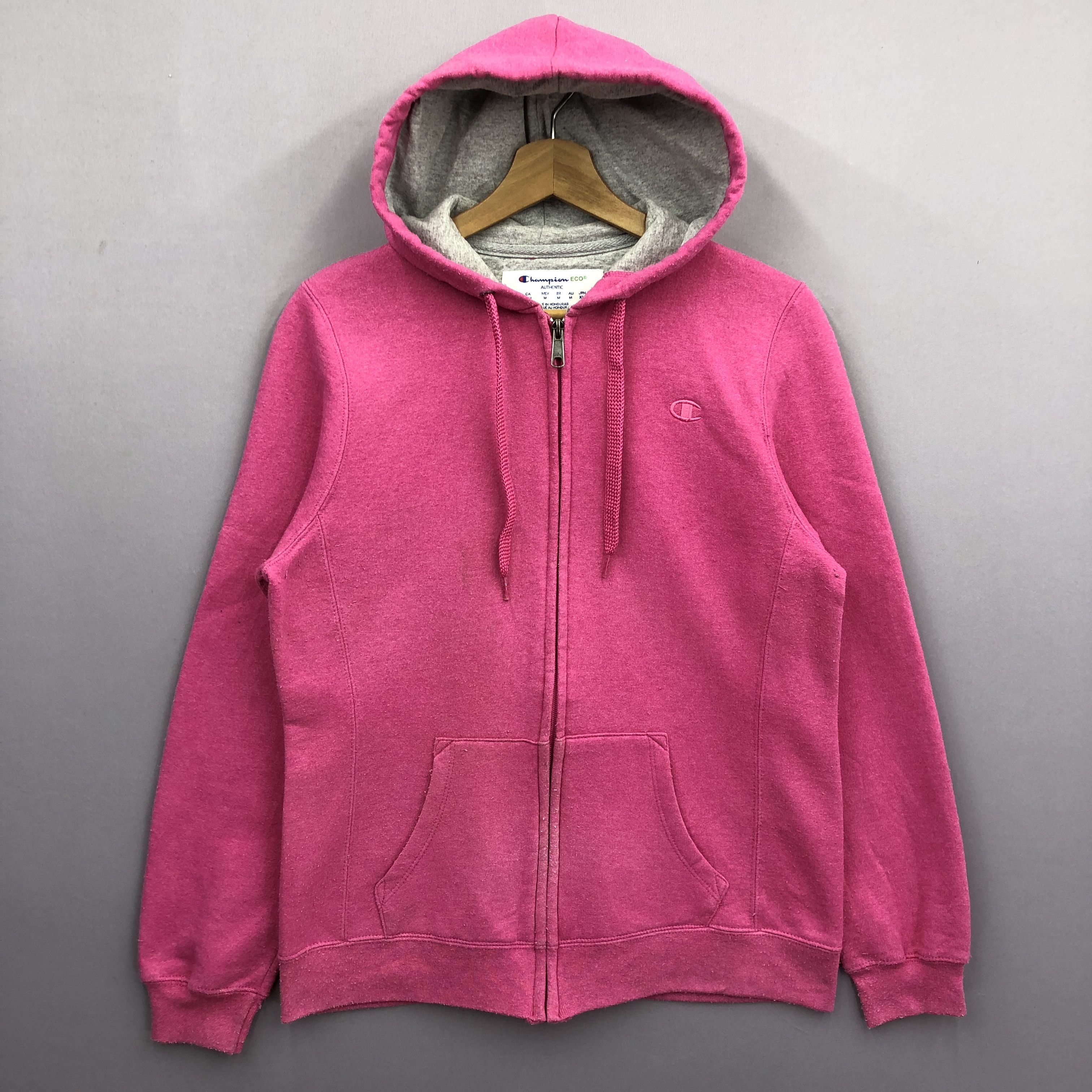 Champion Vintage Champion Pink Hooded Sweater Hood Zipper Sweatshirt Size US M / EU 48-50 / 2 - 2 Thumbnail
