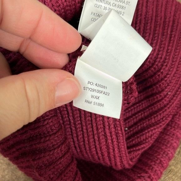 Patagonia Patagonia Fishermans Rolled Maroon Ribbed Beanie Size ONE SIZE - 5 Thumbnail