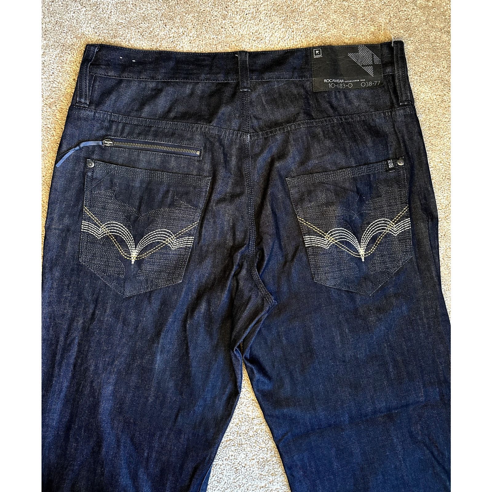 Rocawear Rocawear Original Fit Dark Wash Baggy Straight Jeans Navy 38 Size US 38 / EU 54 - 5 Thumbnail