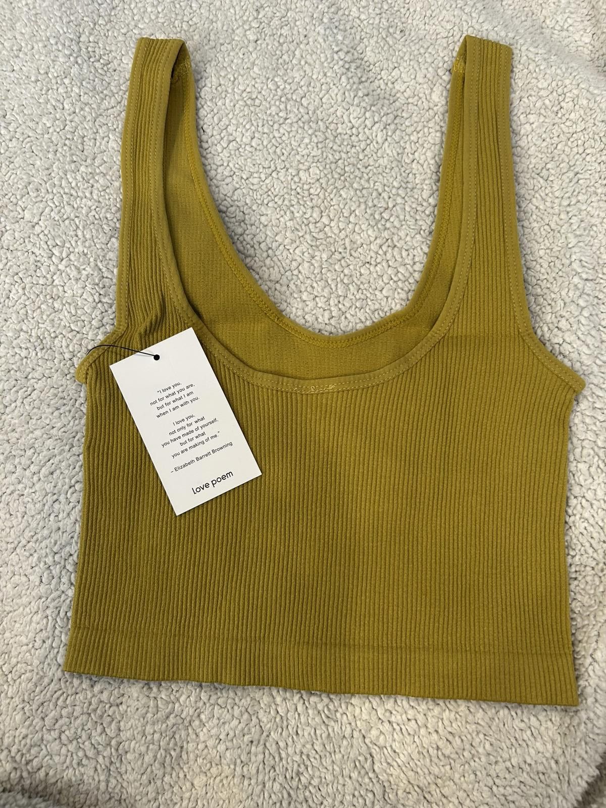 Other Love Poem Olive Oil Ribbed Crop Top with Underbust Detail Size S / US 4 / IT 40 - 2 Thumbnail