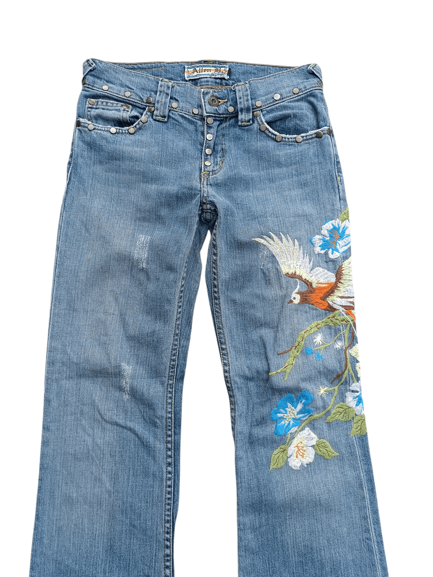 Other FLARED Allen B. Distresed Embroidered Rare Design Jeans E233 Size 26" / US 2 / IT 38 - 6 Thumbnail