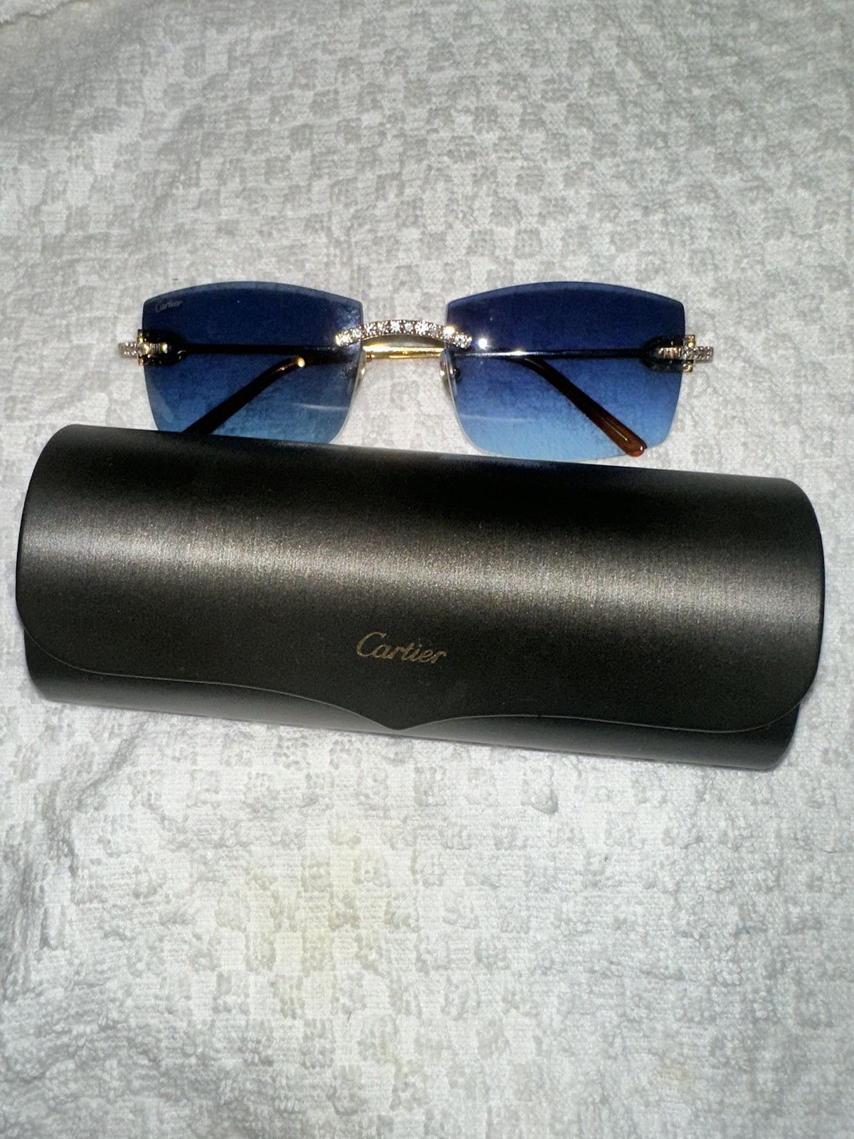 image of Diamond Cartier Signature Glasses| Gold And Brown in Blue, Men's