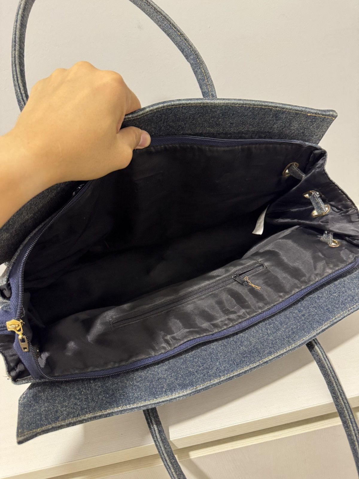 Handmade VINTAGE JEEP DENIM HANDMADE BIRKIN STYLE HANDBAG Size ONE SIZE - 9 Thumbnail
