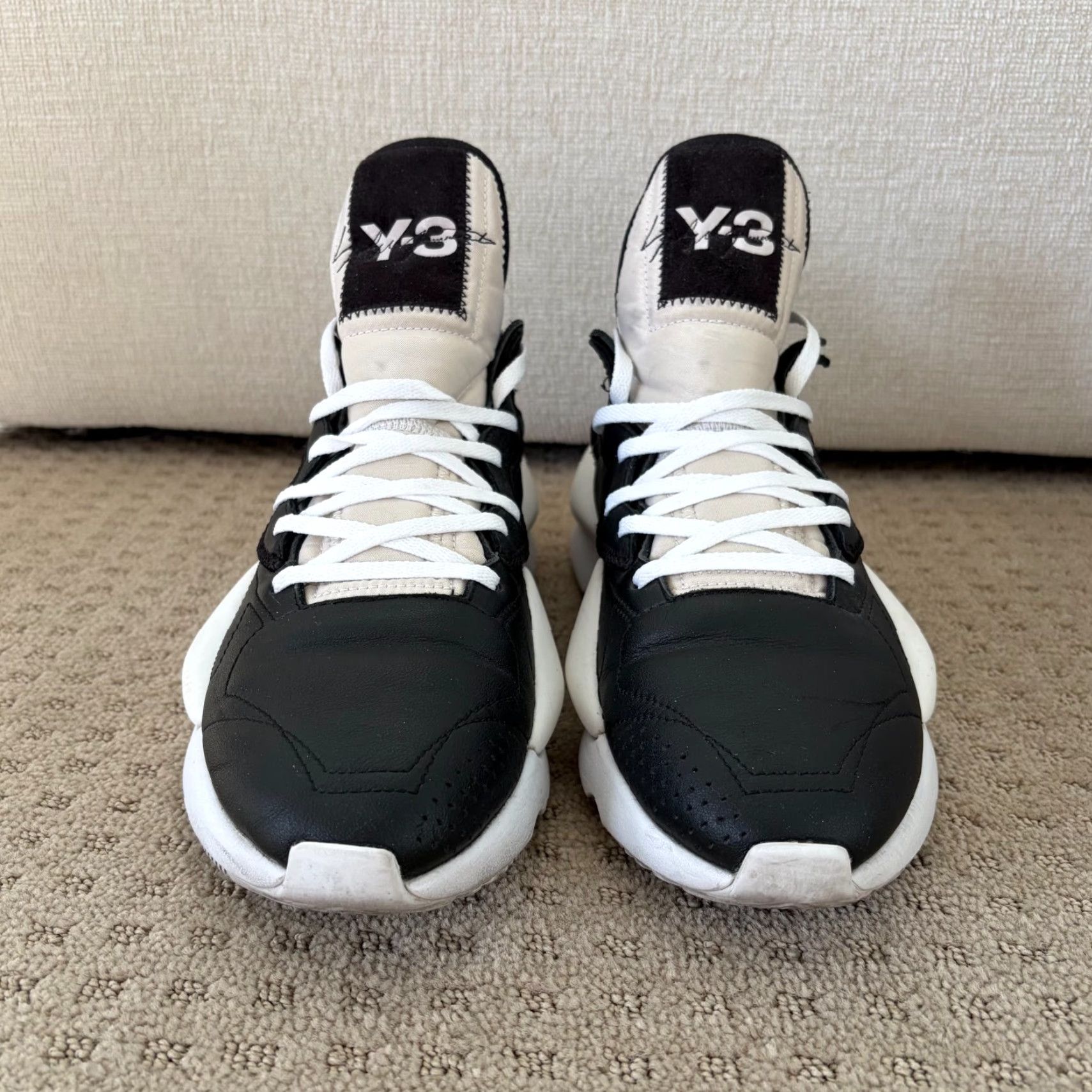 Adidas ADIDAS Y-3 Kaiwa Sneaker Black White Panda BC0908 Men US 10 Rare Shoes, Leather Upper, Rubber Outsole, Lace Up, Casual Activewear Size US 10 / EU 43 - 4 Thumbnail