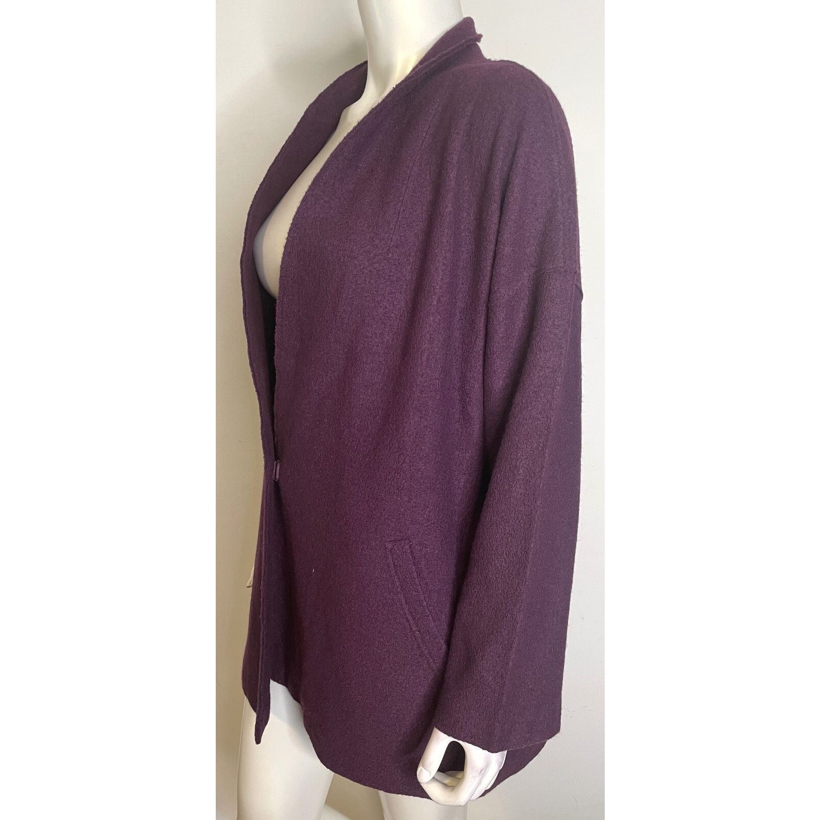 Eileen Fisher Eileen Fisher Plum Boiled Wool Kimono Jacket L NWT $348 Size L / US 10 / IT 46 - 9 Thumbnail