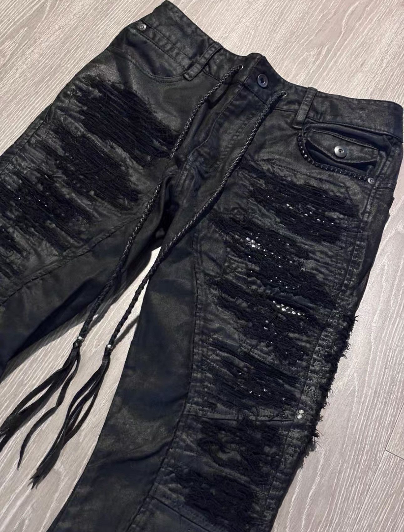 KMRii KMRii Coating Crush Stretch Twill Flare Pants Size US 30 / EU 46 - 3 Thumbnail