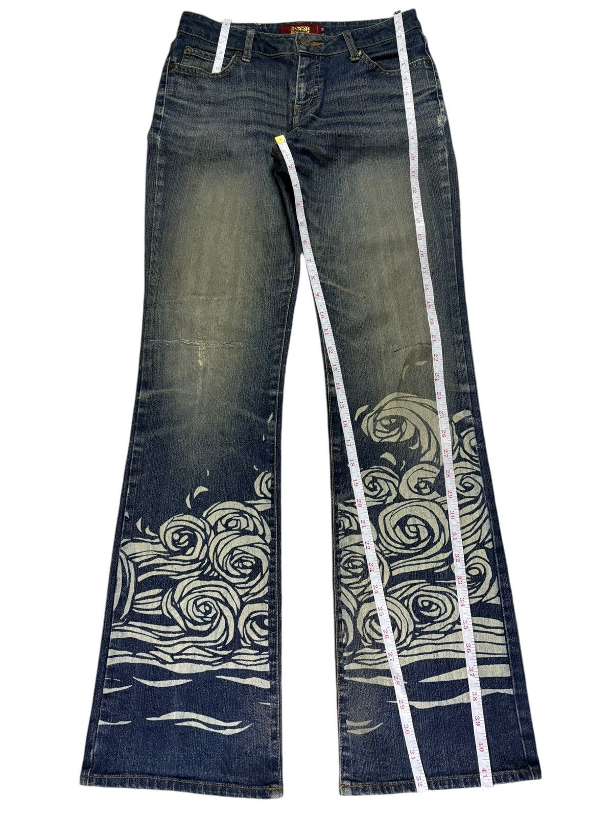 Japanese Brand Vintage Mash Mania *Japanese Wave* Mud Wash Flare Jeans Size 27" / US 4 / IT 40 - 13 Thumbnail